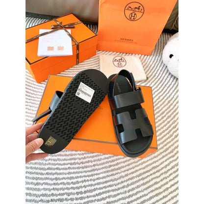 HERM Men's Genius Sandals In Black Calfskin