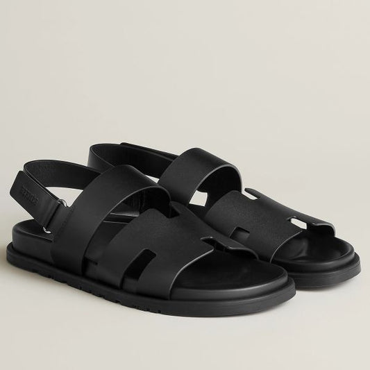 HERM Men's Genius Sandals In Black Calfskin