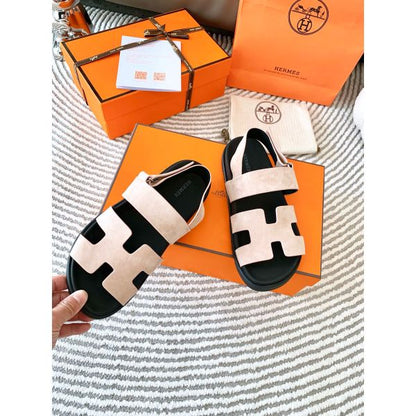 HERM Men's Genius Sandals In Beige Suede Calfskin