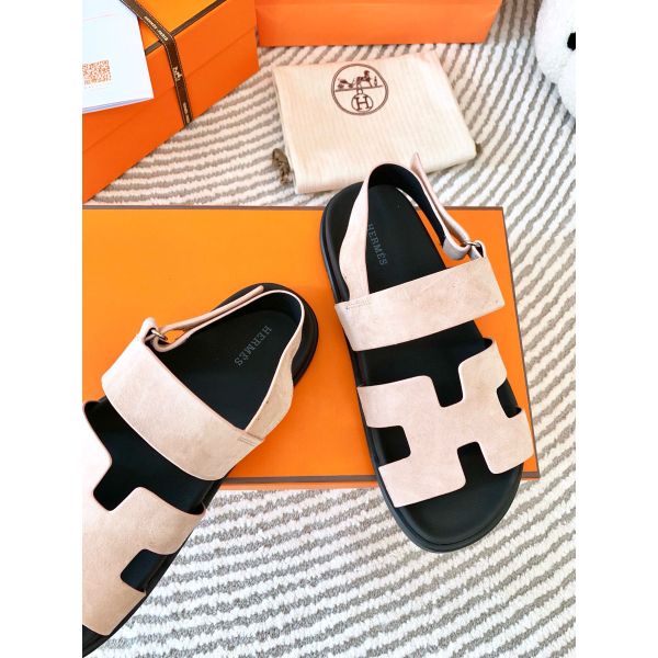 HERM Men's Genius Sandals In Beige Suede Calfskin