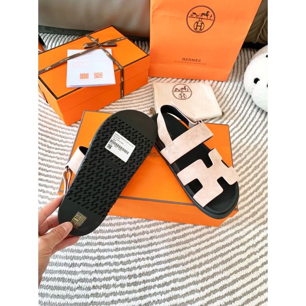 HERM Men's Genius Sandals In Beige Suede Calfskin