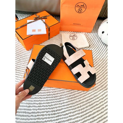 HERM Men's Genius Sandals In Beige Suede Calfskin