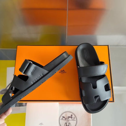 HERM Men's Chypre Sandals in Black Calfskin