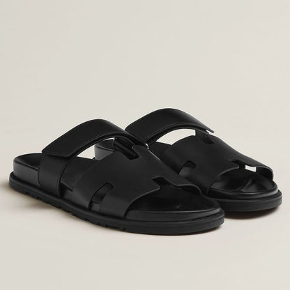 HERM Men's Chypre Sandals in Black Calfskin