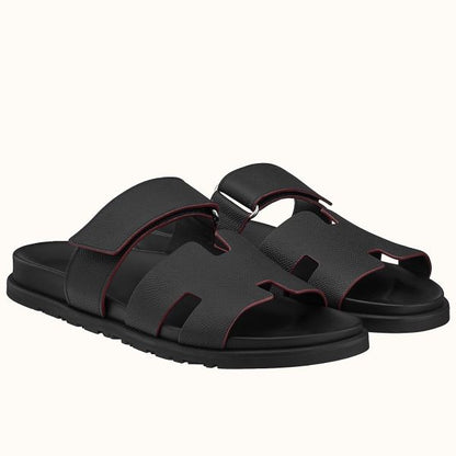 HERM Men's Chypre Sandals in Black Epsom Calfskin