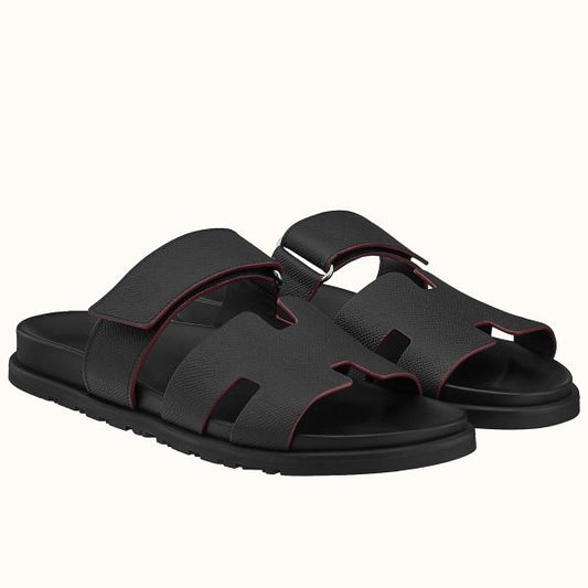 HERM Men's Chypre Sandals in Black Epsom Calfskin