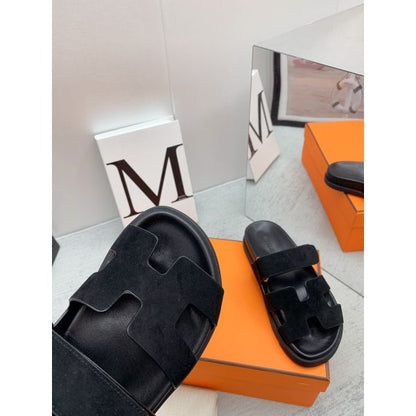 HERM Men's Chypre Sandals in Black Suede Calfskin