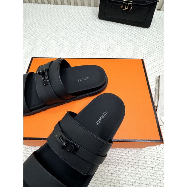 HERM Men's Jackson Sandal in Black Calfskin