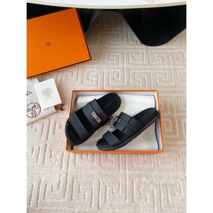 HERM Men's Jackson Sandal in Black Epsom Calfskin