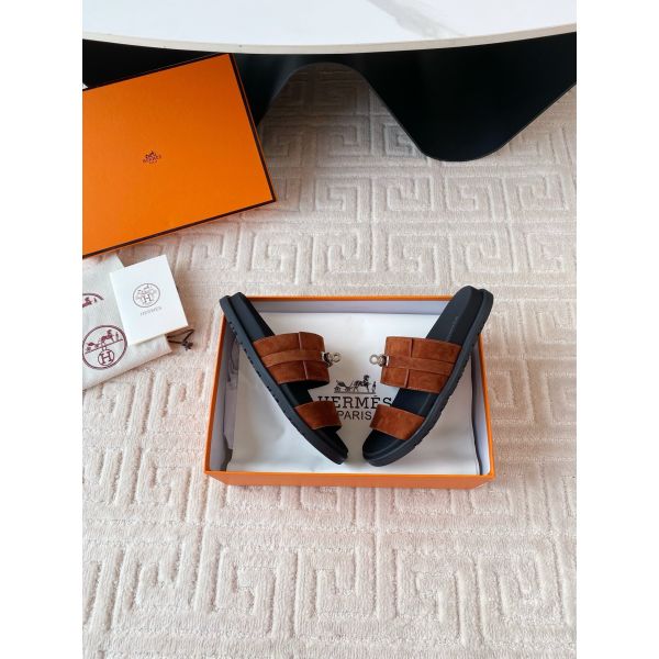 HERM Men's Jackson Sandal in Brown Suede Leather