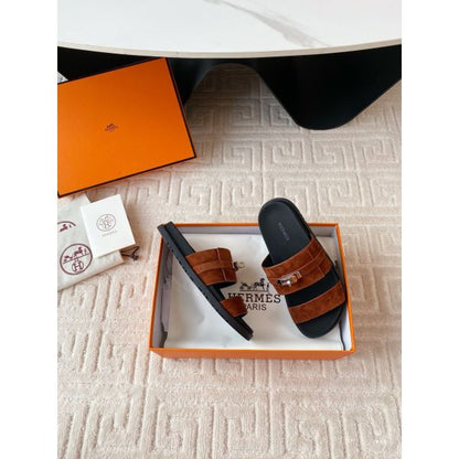 HERM Men's Jackson Sandal in Brown Suede Leather