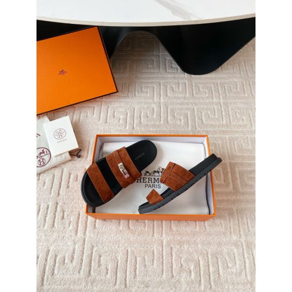 HERM Men's Jackson Sandal in Brown Suede Leather