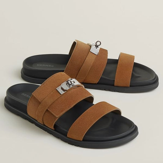 HERM Men's Jackson Sandal in Brown Suede Leather