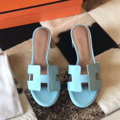 HERM Oasis Sandals In Blue Atoll Epsom Leather