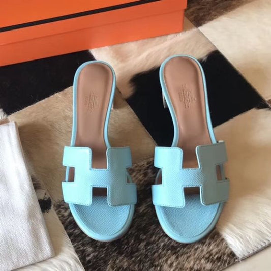 HERM Oasis Sandals In Blue Atoll Epsom Leather