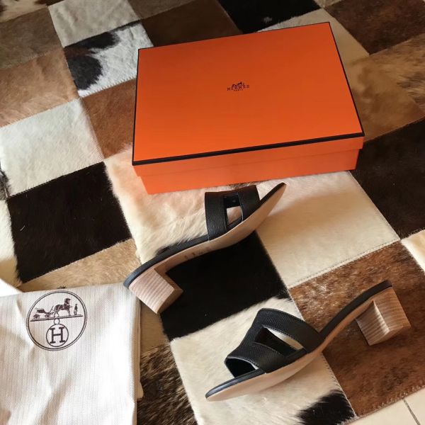 HERM Oasis Sandals In Black Epsom Leather