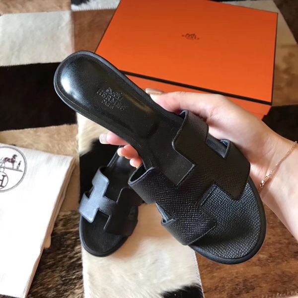 HERM Oasis Sandals In Black Epsom Leather