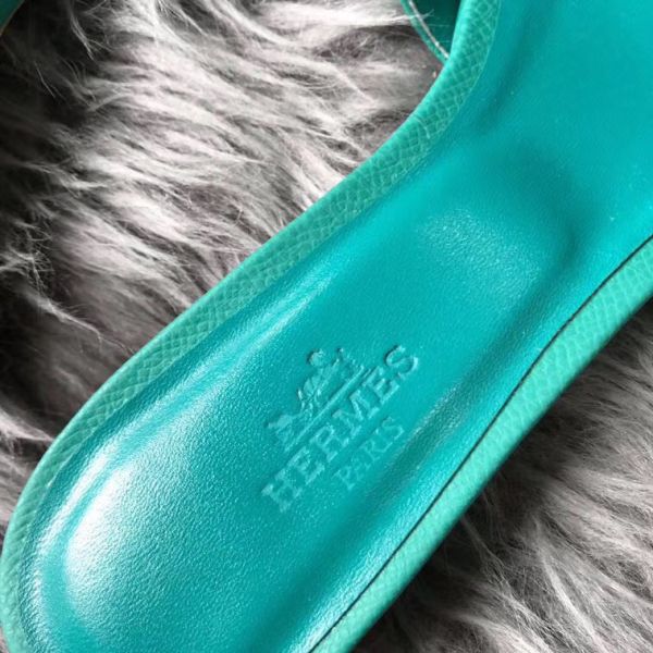 HERM Oasis Sandals In Vert Veronese Epsom Leather