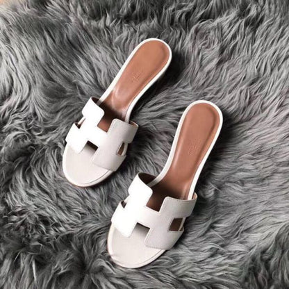 HERM Oasis Sandals In White  Epsom Leather