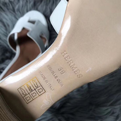 HERM Oasis Sandals In White  Epsom Leather