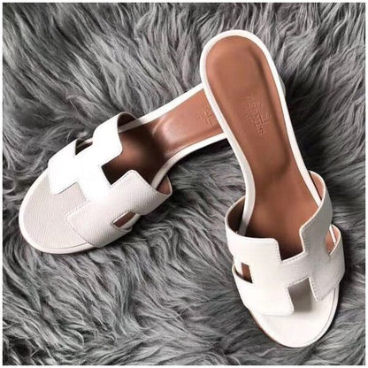 HERM Oasis Sandals In White  Epsom Leather