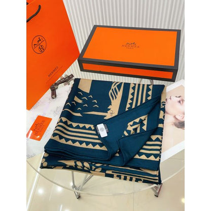 HERM Blue Fantaisie d'Etriers Shawl 140