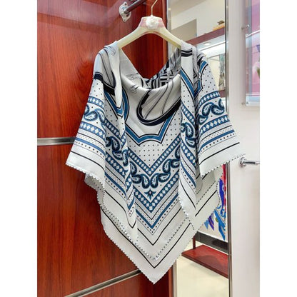 HERM Grey Les Roues de Phaeton Bandana Shawl 140