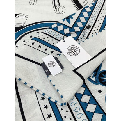 HERM Grey Les Roues de Phaeton Bandana Shawl 140