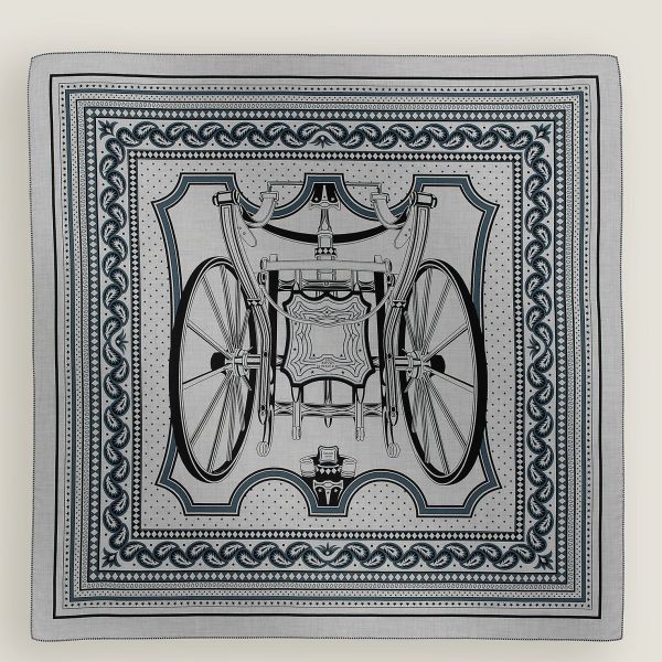 HERM Grey Les Roues de Phaeton Bandana Shawl 140