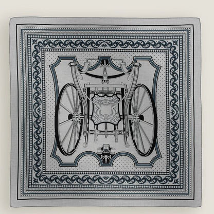 HERM Grey Les Roues de Phaeton Bandana Shawl 140
