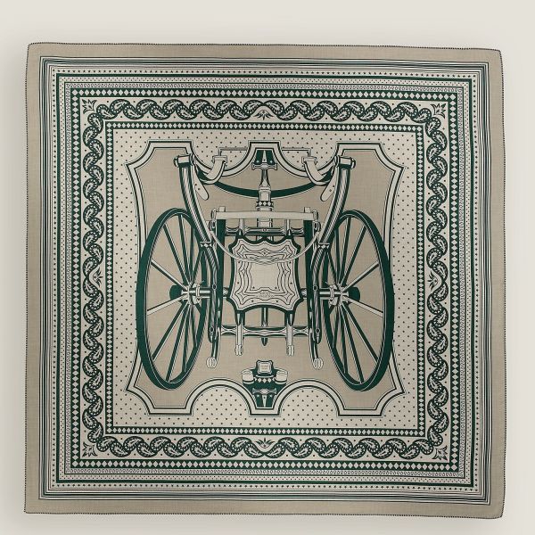 HERM Tourterelle Les Roues de Phaeton Bandana Shawl 140