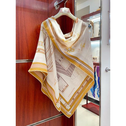 HERM Naturel Lettres Equestres Shawl 140