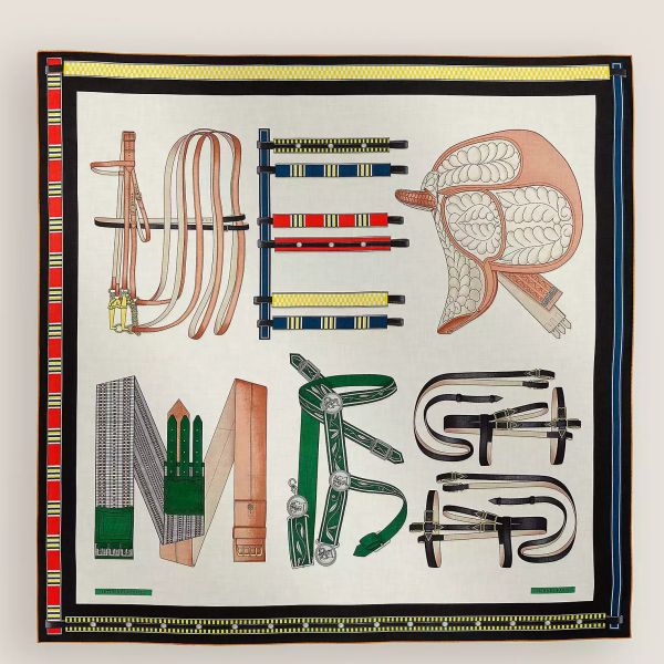 HERM Blanc Lettres Equestres Shawl 140