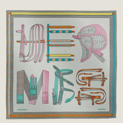 HERM Gris Chine Lettres Equestres Shawl 140