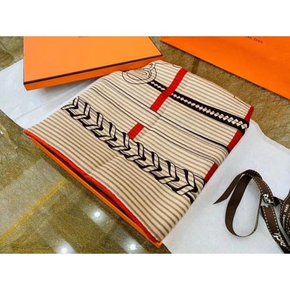 HERM Grey/Orange Panoplie Equestre Eyeliner Shawl 140