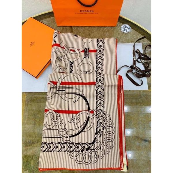 HERM Grey/Orange Panoplie Equestre Eyeliner Shawl 140