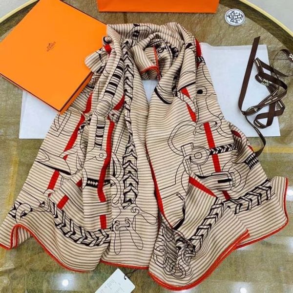 HERM Grey/Orange Panoplie Equestre Eyeliner Shawl 140