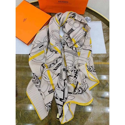 HERM Grey/Yellow Panoplie Equestre Eyeliner Shawl 140