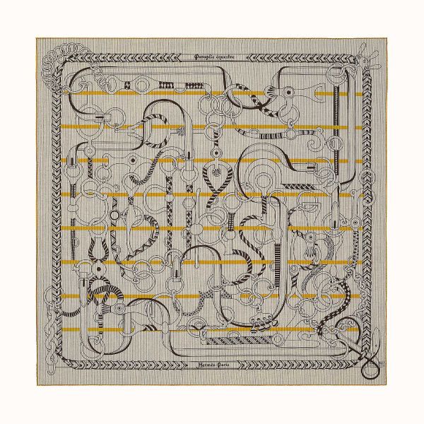 HERM Grey/Yellow Panoplie Equestre Eyeliner Shawl 140