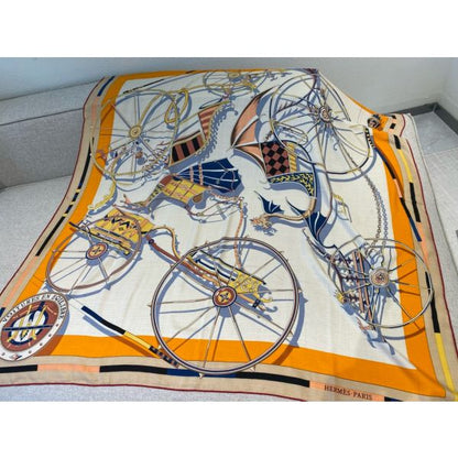 HERM Beige/Orange Voitures en Equilibre Shawl 140