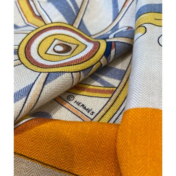 HERM Beige/Orange Voitures en Equilibre Shawl 140