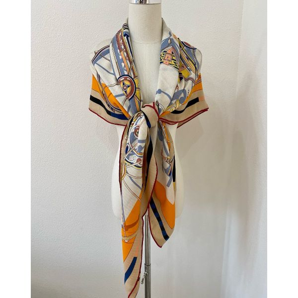 HERM Beige/Orange Voitures en Equilibre Shawl 140