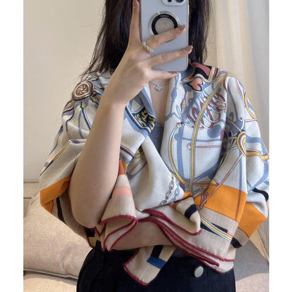 HERM Beige/Orange Voitures en Equilibre Shawl 140