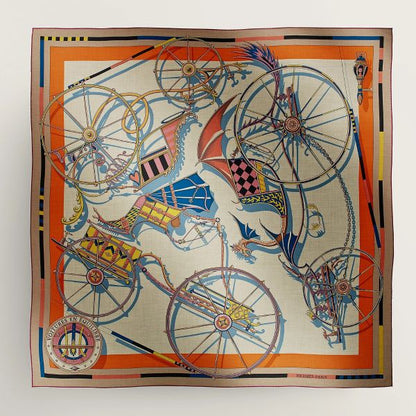 HERM Beige/Orange Voitures en Equilibre Shawl 140