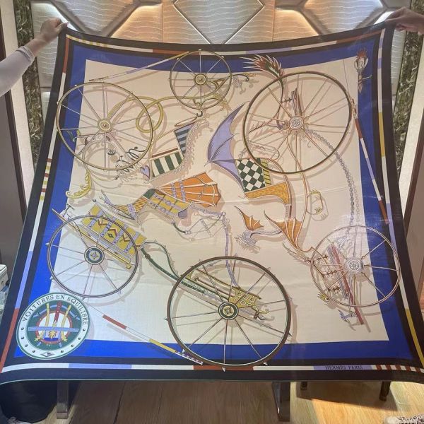 HERM Beige/Blue Voitures en Equilibre Shawl 140