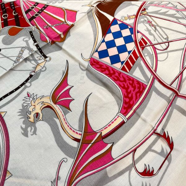 HERM Beige/Marine Voitures en Equilibre Shawl 140