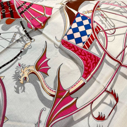 HERM Beige/Marine Voitures en Equilibre Shawl 140