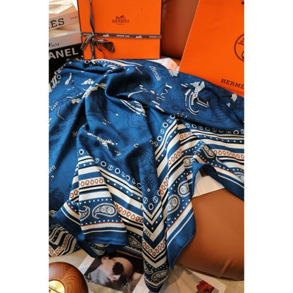 HERM Blue Tatouages Marins Bandana Shawl 140