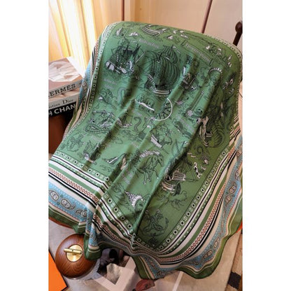 HERM Green Tatouages Marins Bandana Shawl 140