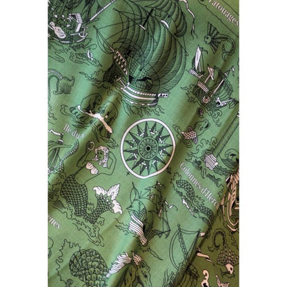 HERM Green Tatouages Marins Bandana Shawl 140